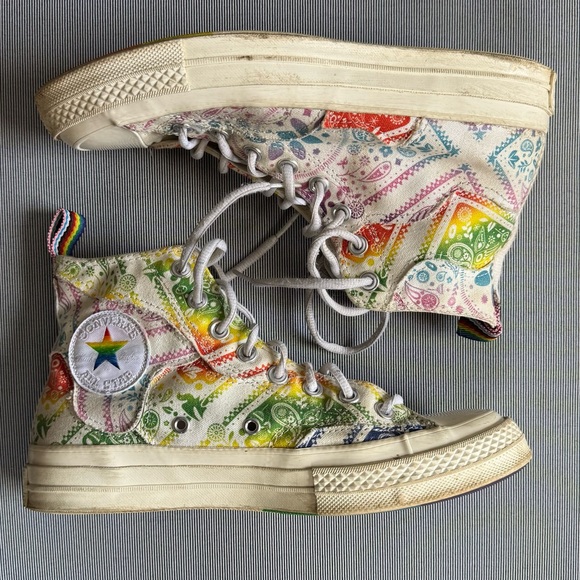 Converse Shoes - Converse High Top Sneakers - White with Rainbow Paisley